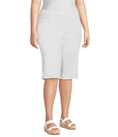 Intro Plus Size Rivet Trim Flower Skimmer Denim Pull-On Shorts