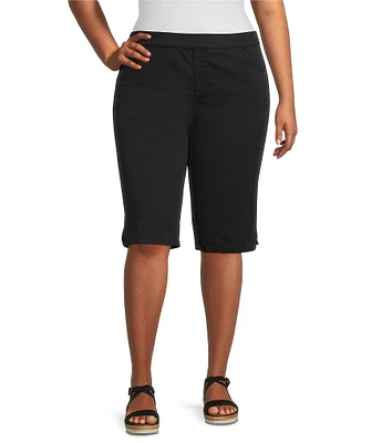 Intro Plus Size Rivet Trim Flower Skimmer Shorts