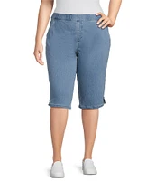 Intro Plus Size Rose Rivet Trim Hem Pull-On Skimmer Shorts