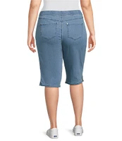 Intro Plus Size Rose Rivet Trim Hem Pull-On Skimmer Shorts