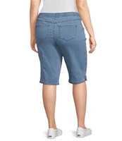 Intro Plus Size Rose Rivet Trim Hem Pull-On Skimmer Shorts