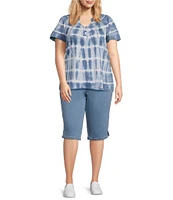 Intro Plus Size Rose Rivet Trim Hem Pull-On Skimmer Shorts