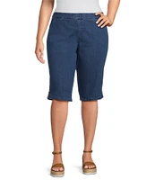 Intro Plus Size Rose Rivet Trim Hem Pull-On Skimmer Shorts