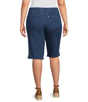 Intro Plus Size Rose Rivet Trim Hem Pull-On Skimmer Shorts