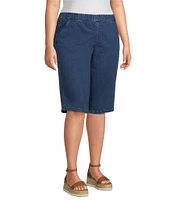 Intro Plus Size Rose Rivet Trim Hem Pull-On Skimmer Shorts