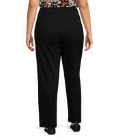 Intro Plus Size Solid Naomi Double Knit Ponte Straight-Leg Pants