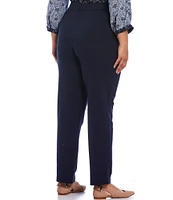 Intro Plus Size Stella Double Knit Slim Straight Leg Pull-On Pants