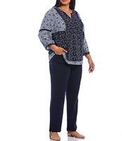 Intro Plus Size Stella Double Knit Slim Straight Leg Pull-On Pants