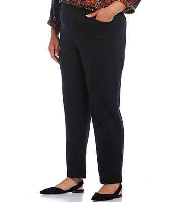 Intro Plus Size Stella Double Knit Slim Straight Leg Pull-On Pants
