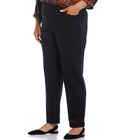 Intro Plus Size Stella Double Knit Slim Straight Leg Pull-On Pants