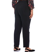 Intro Plus Size Stella Double Knit Slim Straight Leg Pull-On Pants