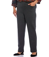 Intro Plus Size Stella Double Knit Slim Straight Leg Pull-On Pants