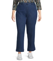 Intro Plus Size Stella Straight Leg Slimming Comfort Waist Pull-On Denim Ankle Pants