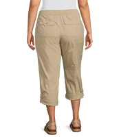 Intro Plus Size Stretch Poplin Adjustable Length Pull-On Cargo Pants