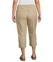 Intro Plus Size Stretch Poplin Adjustable Length Pull-On Cargo Pants