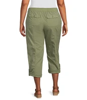 Intro Plus Size Stretch Poplin Adjustable Length Pull-On Cargo Pants
