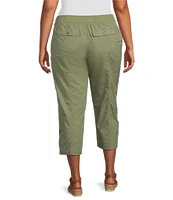 Intro Plus Size Stretch Poplin Adjustable Length Pull-On Cargo Pants