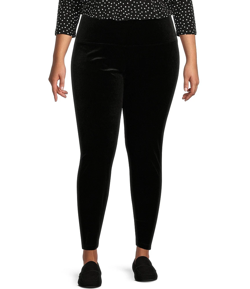 Intro Plus Size Teri Love the Fit Tummy Control Velvet Solid Leggings