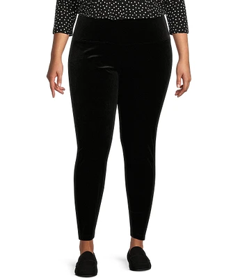 Intro Plus Size Teri Love the Fit Tummy Control Velvet Solid Leggings