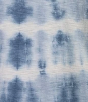 Intro Plus Size Tie-Dye Split V-Neck Short Sleeve Lace Pleated Yoke Tee
