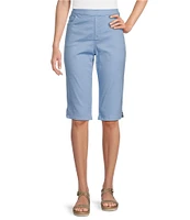 Intro Rivet Trim Flower Skimmer Denim Pull-On Shorts