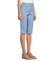 Intro Rivet Trim Flower Skimmer Denim Pull-On Shorts