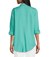 Intro Long Roll-Tab Sleeve Button Front Slub Lyocell Shirt