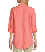 Intro Long Roll-Tab Sleeve Button Front Slub Lyocell Shirt