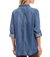 Intro Long Roll-Tab Sleeve Button Front Slub Lyocell Shirt