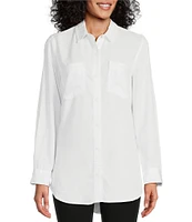 Intro Long Roll-Tab Sleeve Button Front Slub Lyocell Shirt