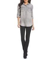 Intro Long Roll-Tab Sleeve Button Front Slub Lyocell Shirt