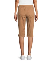 Intro Rose Heatseal Trim Side Hem Embellished Tummy Panel Mid Rise Bermuda Skimmer Shorts