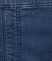 Intro Rose Heatseal Trim Side Hem Embellished Tummy Panel Mid Rise Denim Skimmer Shorts