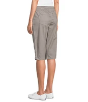 Intro Rose Heatseal Trim Side Hem Embellished Tummy Panel Mid Rise Denim Skimmer Shorts