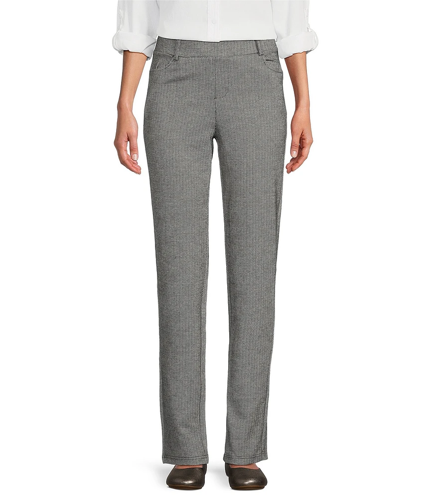 Intro Stella Solid Double Knit Plaid Pull-On Pants