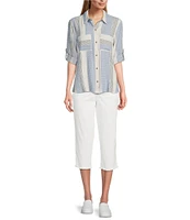 Intro Straight Slim Leg Frayed Hem Capri Pull-On Pants