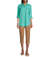 Intro Straight Slim Leg Frayed Hem Capri Pull-On Pants