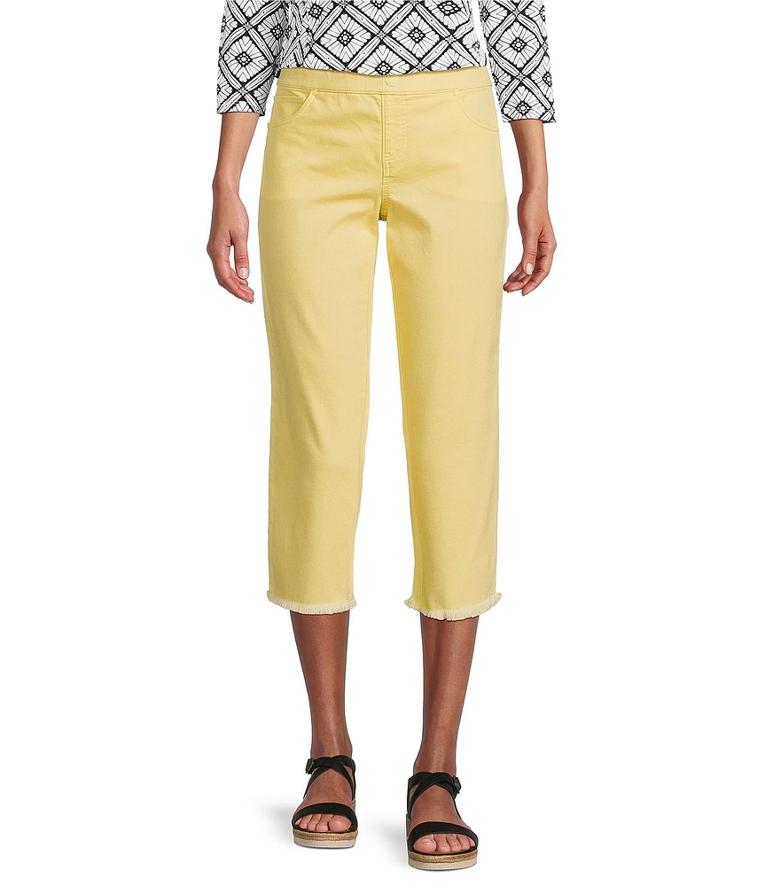 Intro Straight Slim Leg Frayed Hem Capri Pull-On Pants