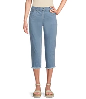 Intro Straight Slim Leg Frayed Hem Capri Pull-On Pants