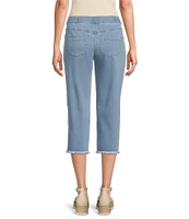 Intro Straight Slim Leg Frayed Hem Capri Pull-On Pants