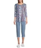 Intro Straight Slim Leg Frayed Hem Capri Pull-On Pants