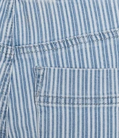 Intro Stripe Print Frayed Hem Pull-On Capri Denim Pants