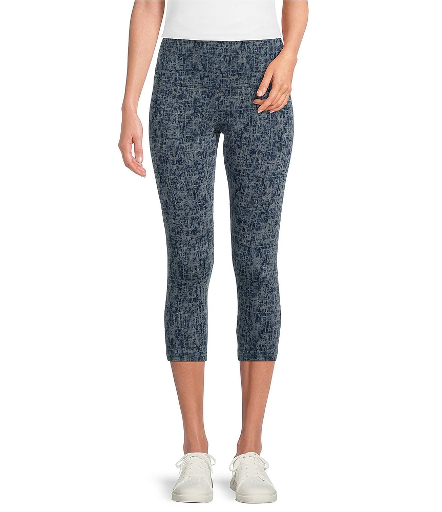 Intro Teri Love the Fit Textured Printed Tummy Control Capri Denim Leggings