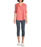 Intro Teri Love the Fit Textured Printed Tummy Control Capri Denim Leggings