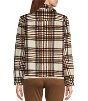 Intro Yarn Dye Plaid Point Collar Long Sleeve Button-Front Jacket