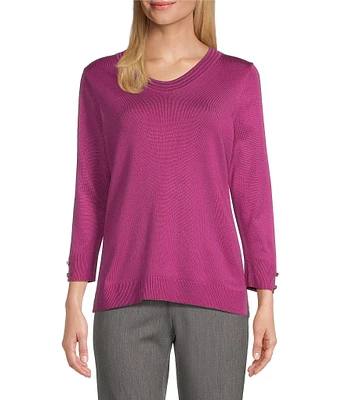 Investments 3/4 Sleeve Soft V-Neck Sweater