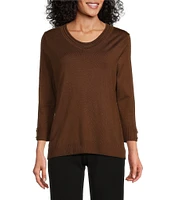 Investments 3/4 Sleeve Soft V-Neck Sweater