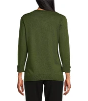 Investments 3/4 Sleeve Soft V-Neck Sweater