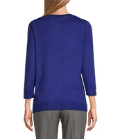 Investments 3/4 Sleeve Soft V-Neck Sweater