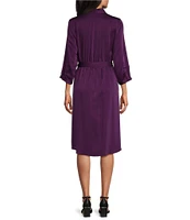 Investments 3/4 Sleeve V-Neck A-Line Midi Dress